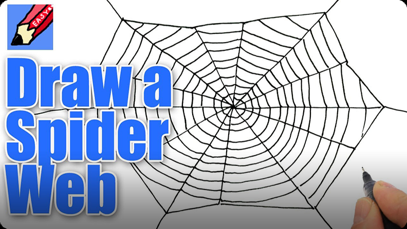 How To Draw a Simple Spider Web 