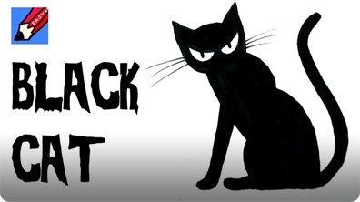 How to Draw a Black Cat for Halloween Real Easy