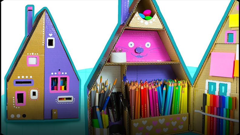 How to make Simple & Easy Painting Colour Box from cardboard - Desktop  Organizer [Tutorial]. 