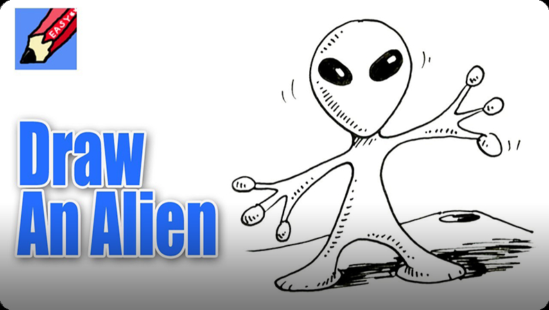 HOW TO DRAW AN ALIEN EASY - DRAWING ALIEN STEP BY STEP 