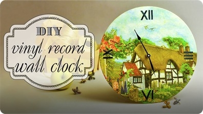 DIY Vinyl Record Wall Clock in Decoupage Technique