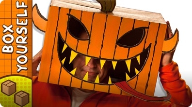 Cardboard Pumpkin Head - Halloween Crafts Ideas with Boxes