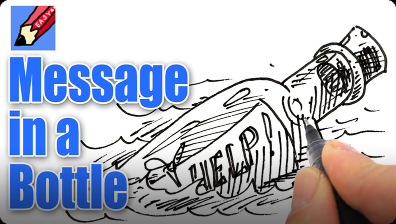 Draw The Message How to Draw a Message in a Bottle Real Easy Video | Discover Fun and ...