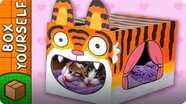 Cardboard Tiger Cat House - Crafts Ideas With Boxes