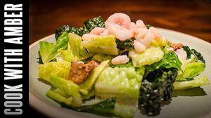 Caesar Salad with Kale and Baby Shrimp | Cook With Amber