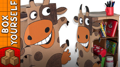 Craft Ideas with Boxes - Cardboard Cabinet Cow