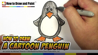 How to Draw a Cartoon Penguin
