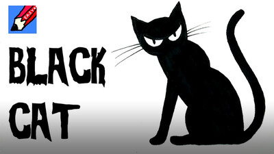 How to Draw a Black Cat for Halloween Real Easy