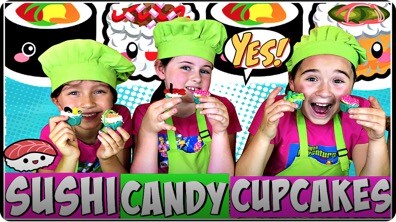 Learn How to Make Sushi Candy Cupcakes!