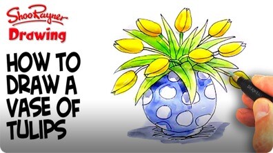 How to Draw a Vase of Tulips