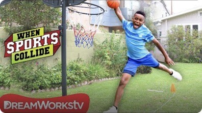 Long Jump Dunk (Basketball + Long Jump + Gymnastics) | WHEN SPORTS COLLIDE