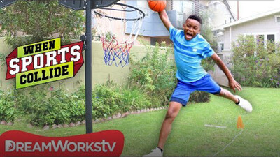 Long Jump Dunk (Basketball + Long Jump + Gymnastics) | WHEN SPORTS COLLIDE