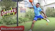 Long Jump Dunk (Basketball + Long Jump + Gymnastics) | WHEN SPORTS COLLIDE